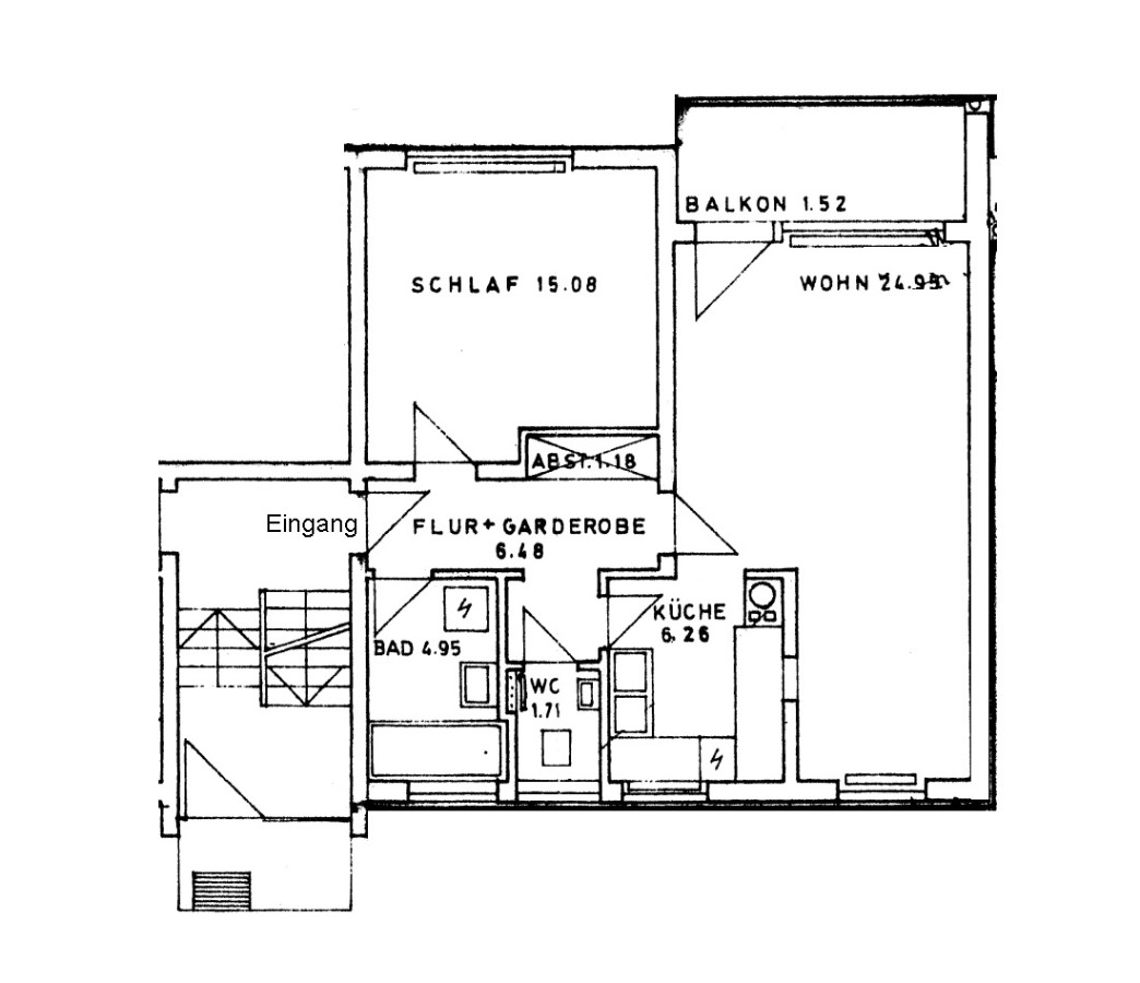 Grundriss Wohnung im Hochparterre