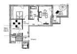 Attraktive 2 Zi.-Wohnung mit Fußbodenheizung, Lift und 2 Balkone - Grundriss 1. OG